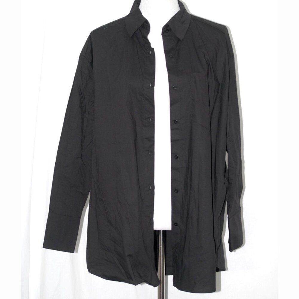 NWT Oversized XS Black Boyfriend Shirt Walter Baker Womens Button Down Top